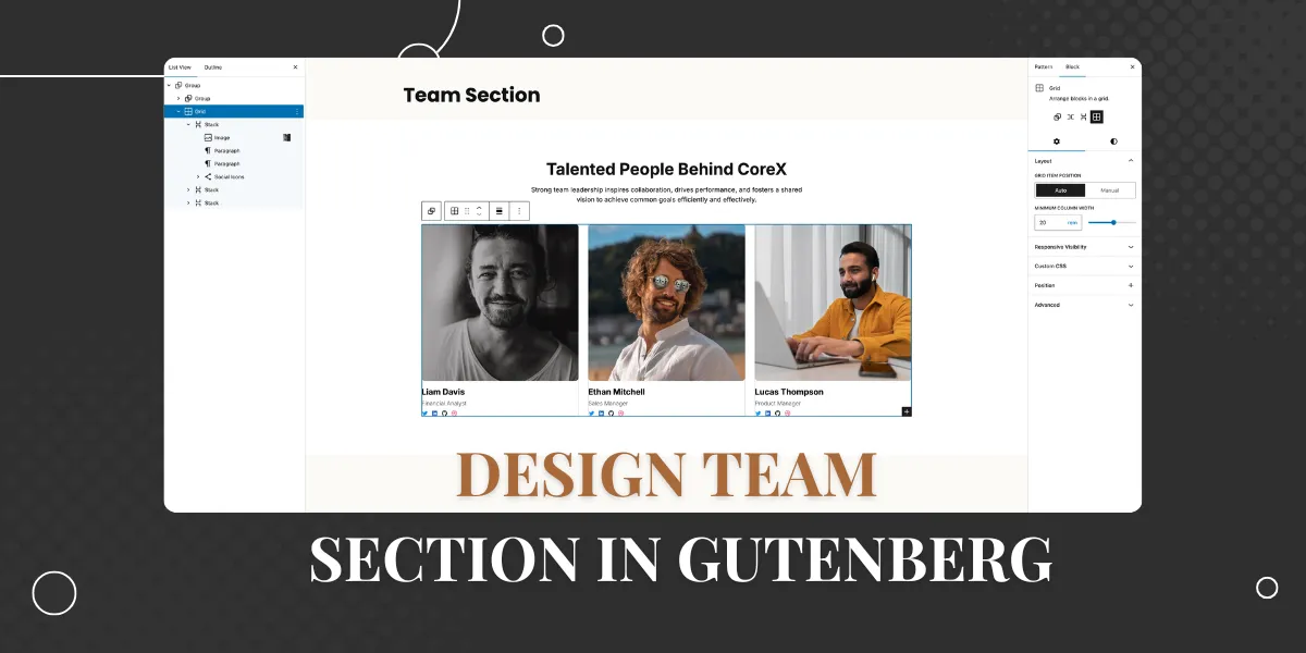 How to Design a Team Section in Gutenberg with Core Blocks
